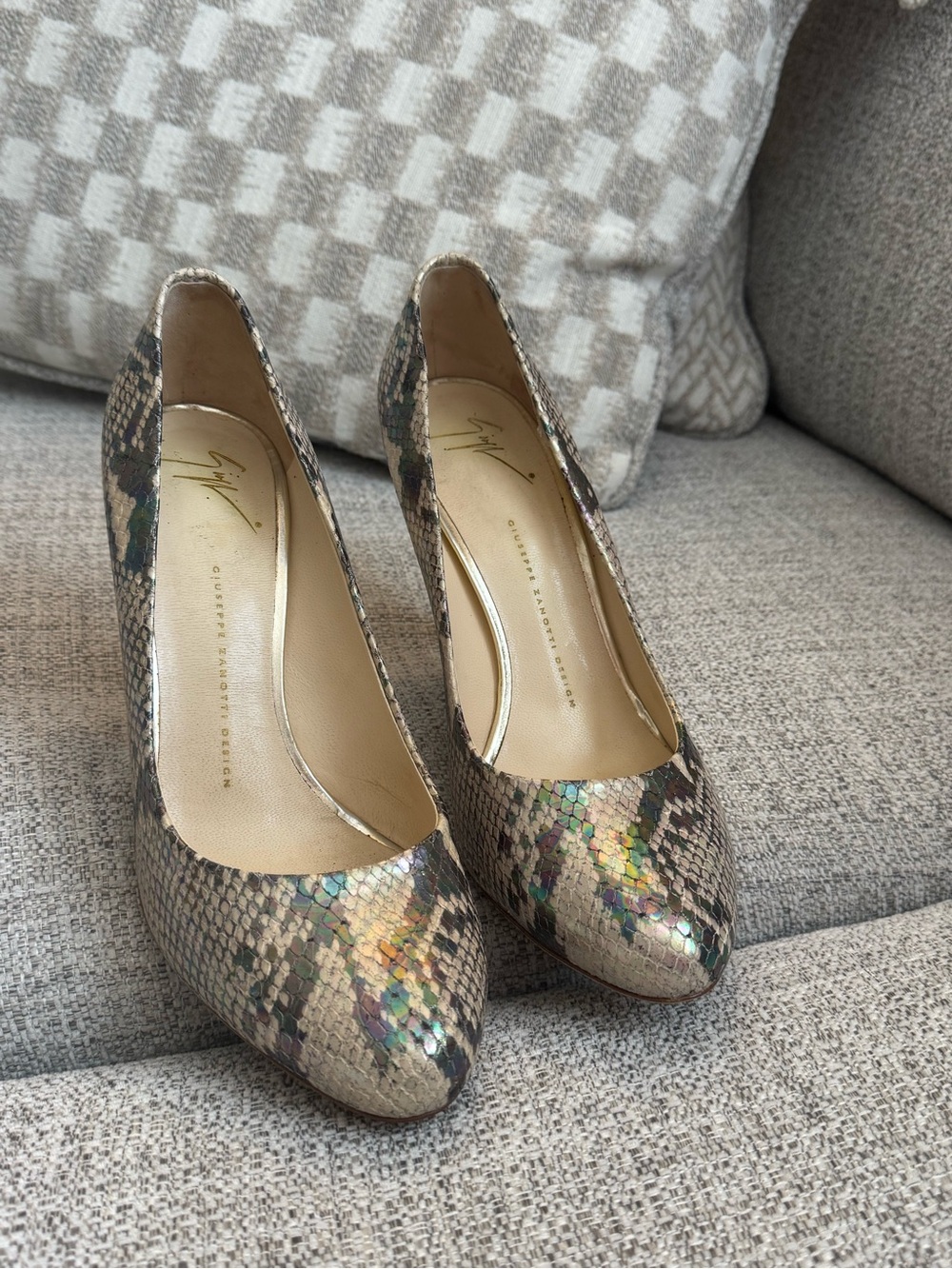 Giuseppe Zanotti Iridescent Metallic Snake-Print Pumps